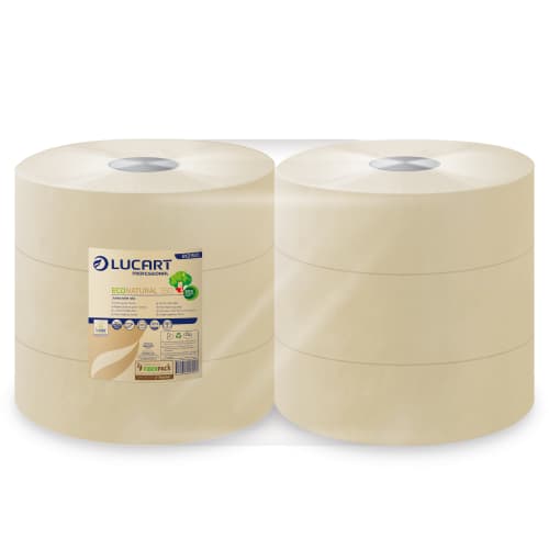 Papier toilette rouleau géant Lucart Econatural havane 350m prédécoupé 8,5 x 24 cm Ecolabel