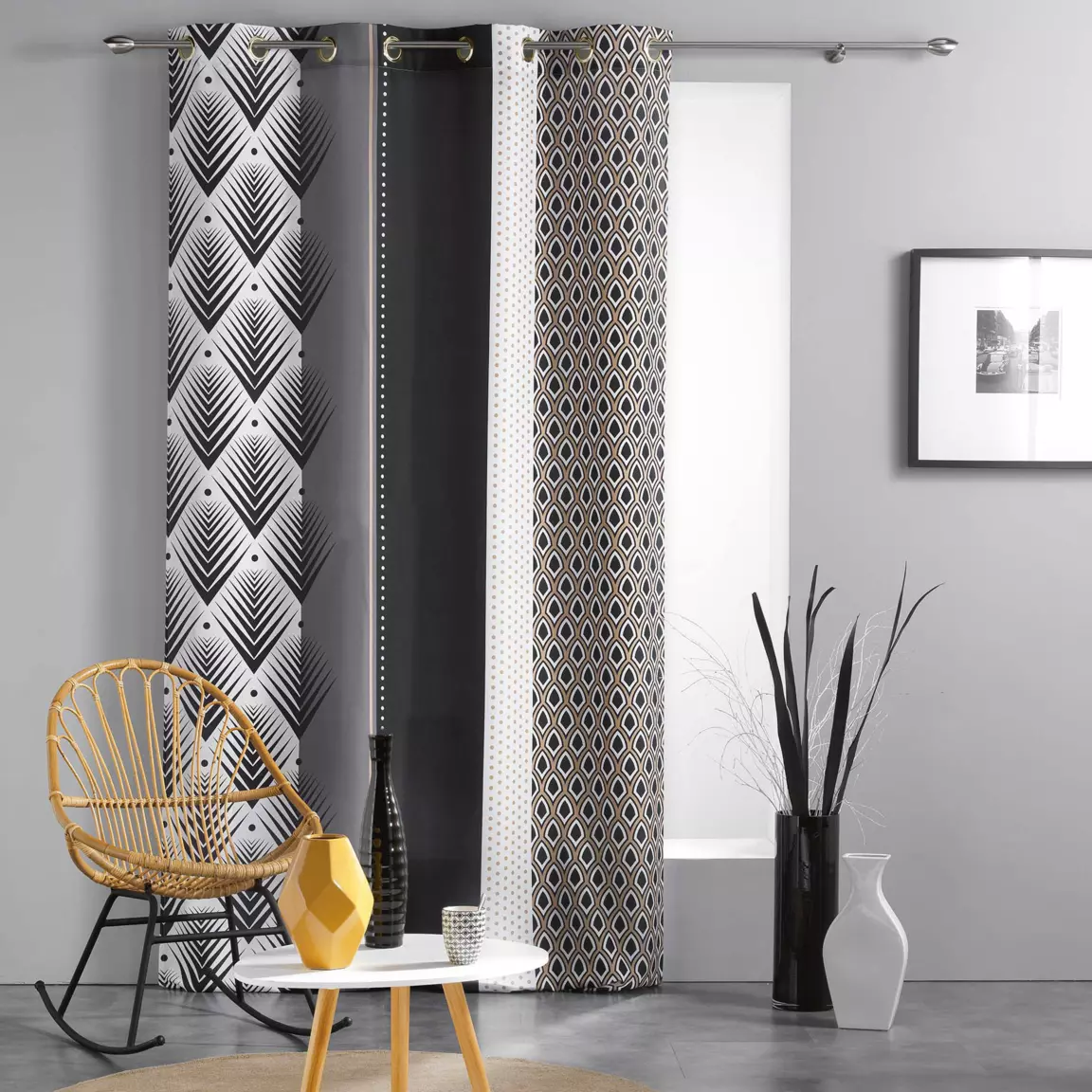 Rideau oeillets (140 X 260 cm) Galileo Noir