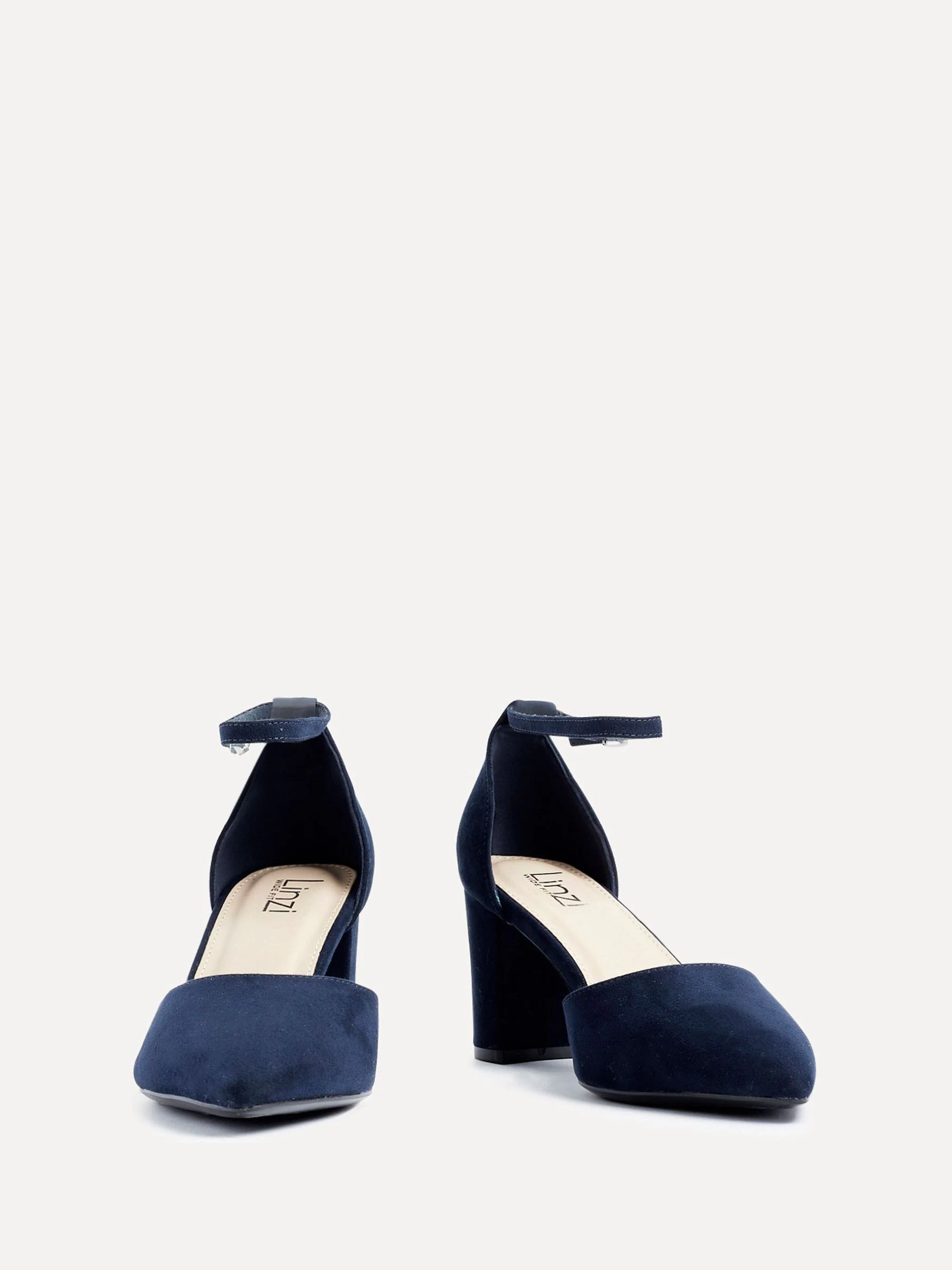 Blauw - Linzi Davina pumps met blokhak en dichte hiel