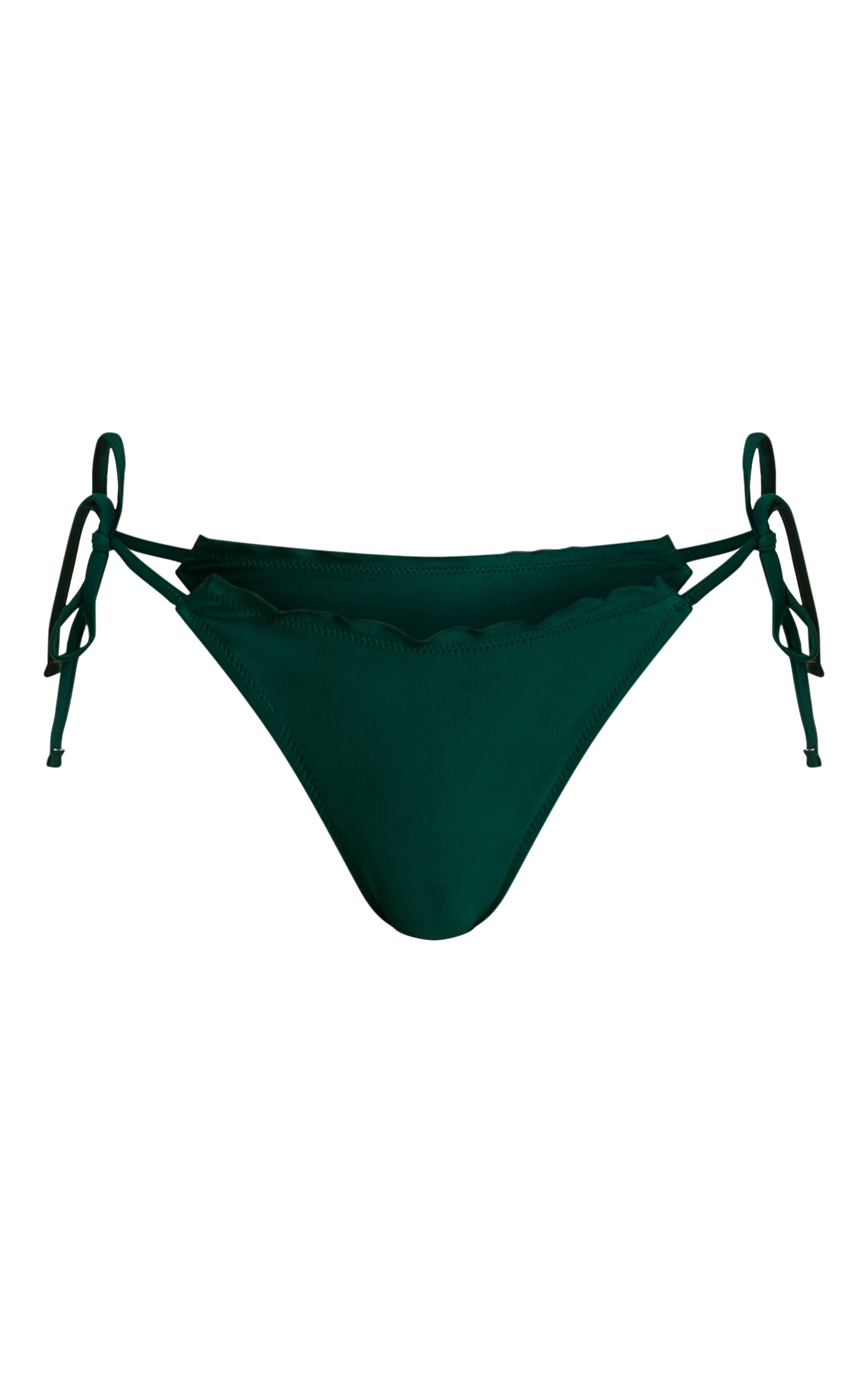 Vert Bas De Bikini À Volants Avec Liens Sur Les Côtés