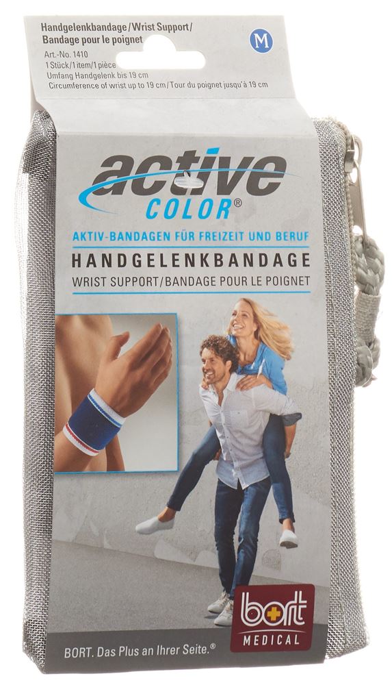 BORT ActiveColor Handgelenkbandage<br>1 Stück, L +19cm, blau