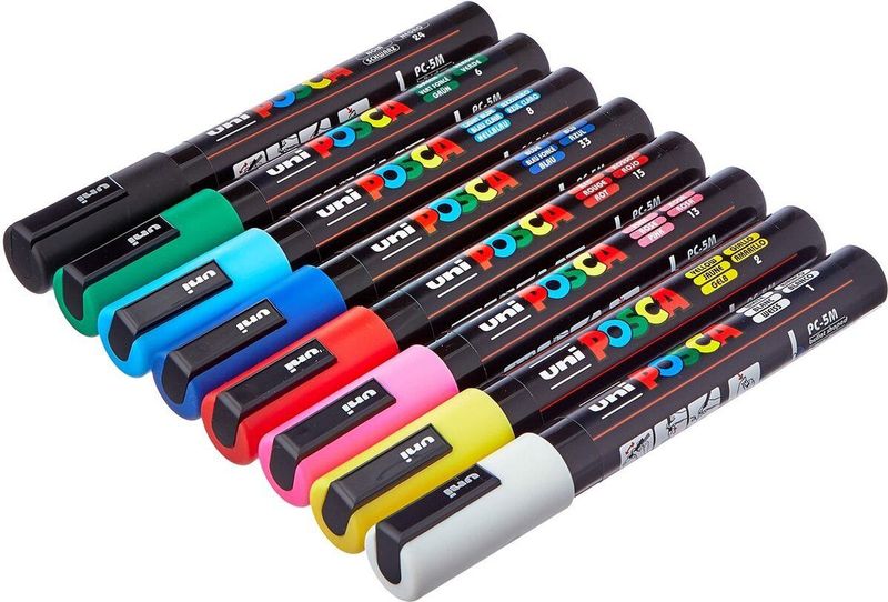 Set Viltstiften Uni-Ball POSCA Basic PC-5M Multicolour 8 Onderdelen (8 Stuks)