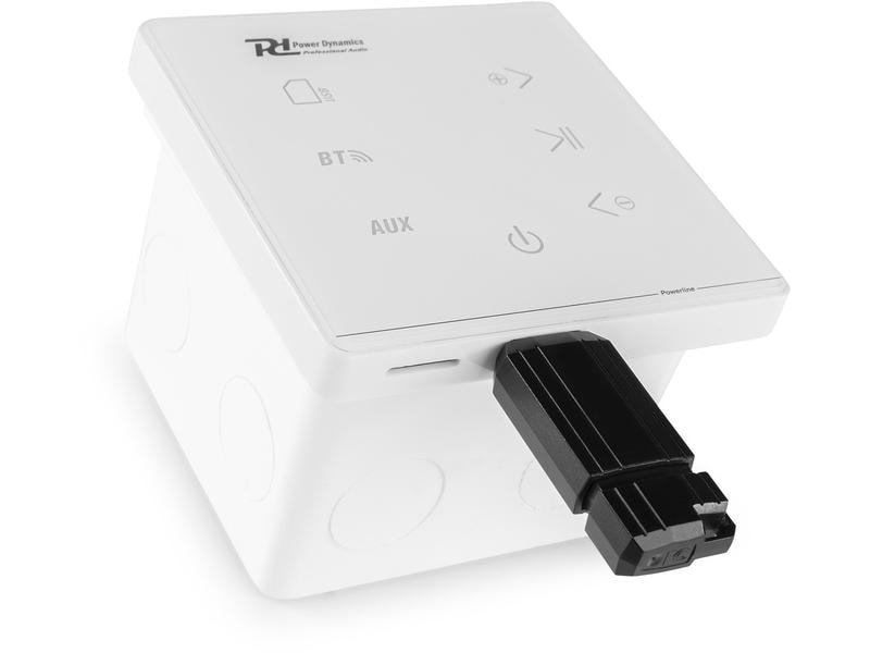 Power Dynamics Verstärker Pro Powerline A50W 2x 20W, Weiss Einbau-Audio System mit Bluetooth und MP3-Player (USB und SD-Karte), für 2 Lautsprecher