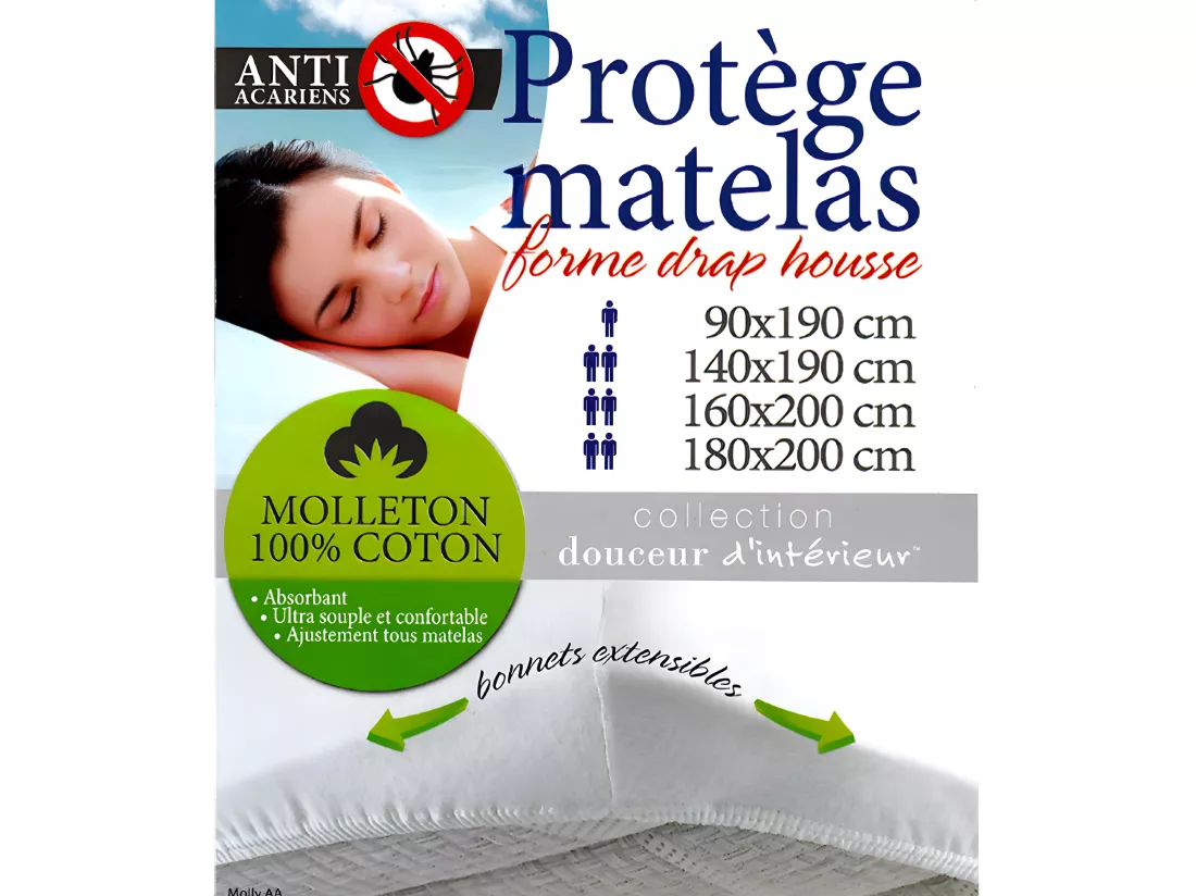 OLYMPE LITERIE | Protège matelas absorbant SONGE 90x190 cm | Coton gratté