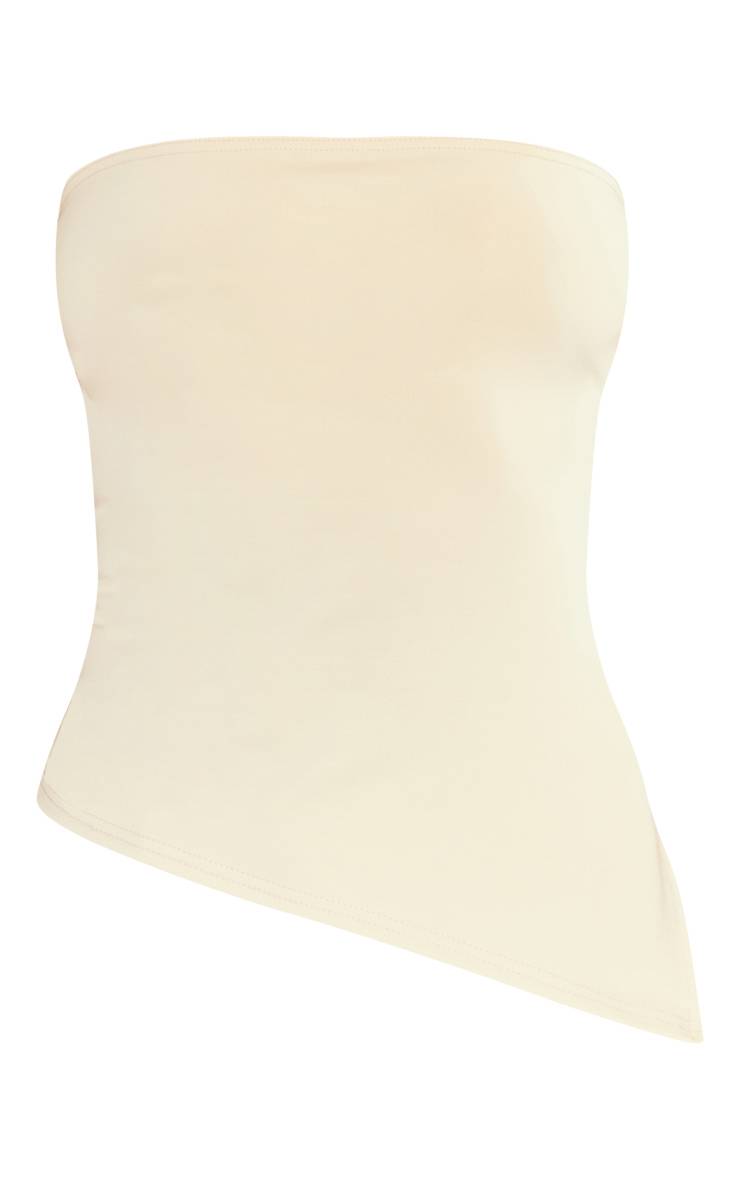 Gris Pierre Top Bandeau Asymétrique Slinky Contour À Ourlet Fendu Longue Coupe