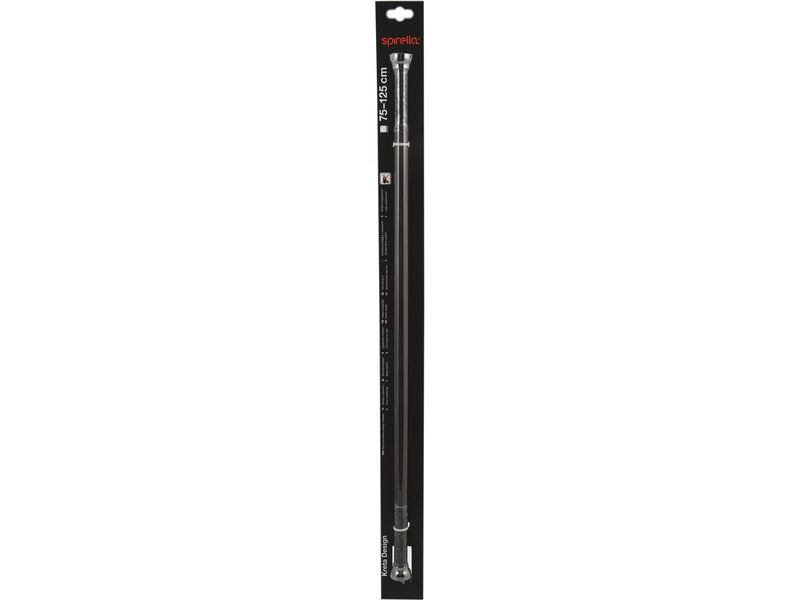 spirella Duschvorhangstange Kreta 125/220 x 2.1 cm, Schwarz Duschvorhangs-Stange ohne Bohren