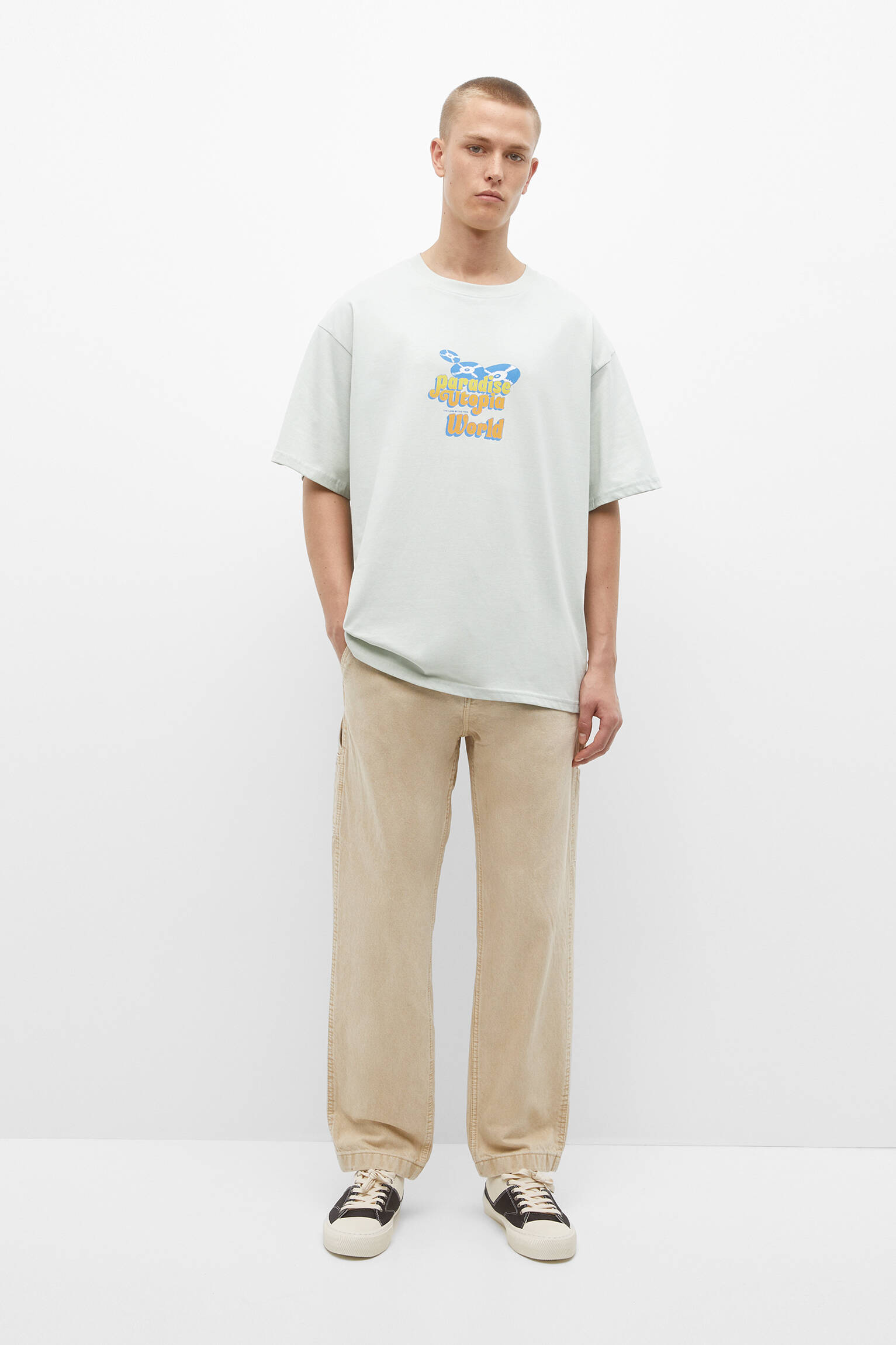 CAMISETA DE MANGA CURTA ESTAMPADA - VERDE MENTA