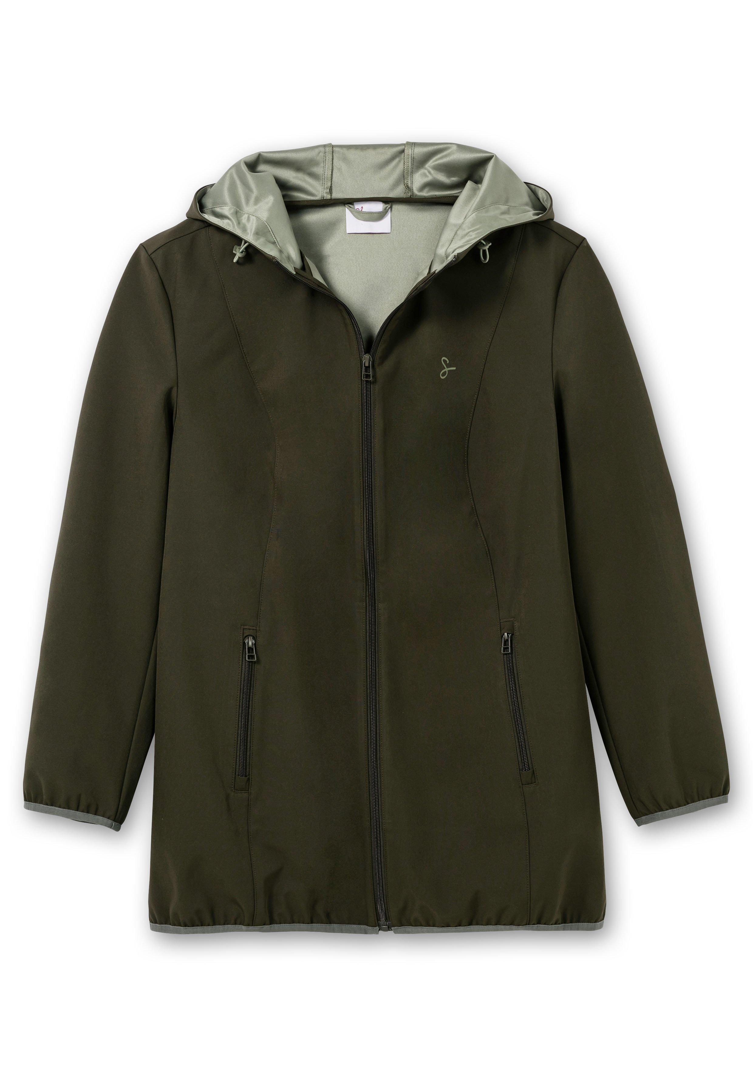 Softshelljacke mit Kapuze und Kontrastdetails