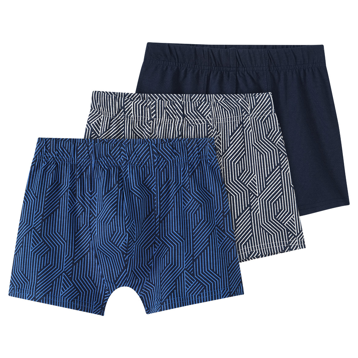 Yigga 3 Jungen Boxer mit Bio-Baumwolle dunkelblau / blau / hellgrau