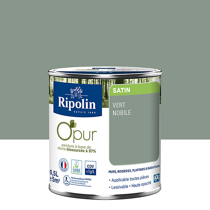 Peinture intérieure Ripolin O'Pur vert nobile satin 0,5L
