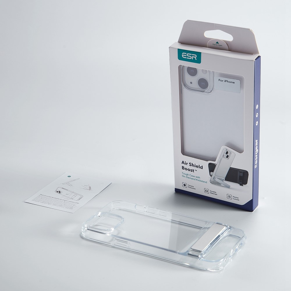 iPhone 14 Pro Max Air Shield Boost Serie Hybrid Hülle TPU Bumper Acryl Rückseite Air Cushion Fallschutz   Kickstand - Transparent