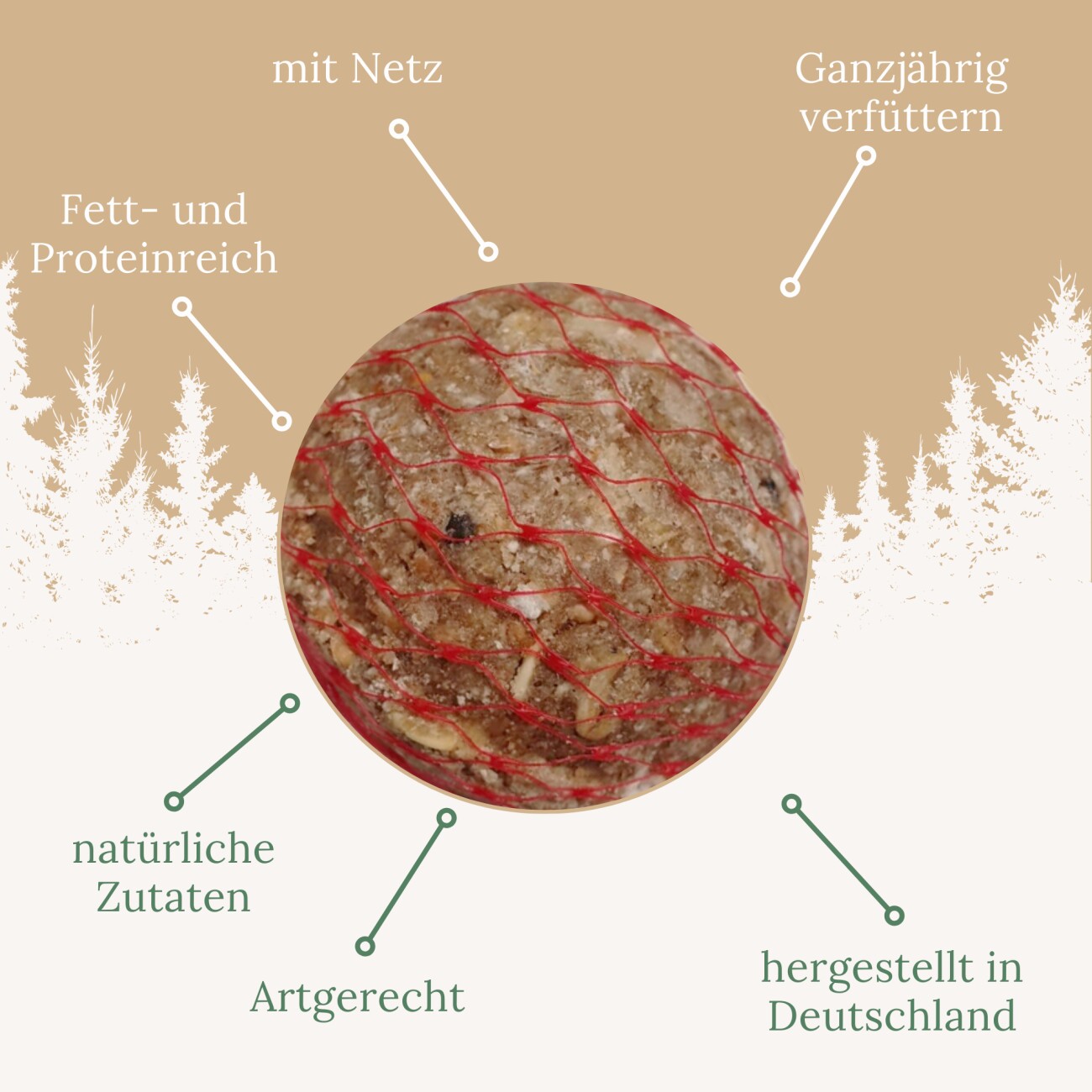 Orni Meisenknödel mit Insekten und Früchte, mit Netz ohne Folie 100 Stück