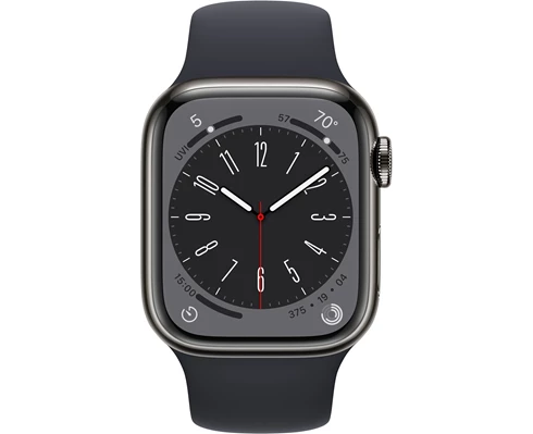 Apple Watch Series 8 GPS   Cellular 41mm Graphite Stainless Steel Case with Midnight Sport Band - Regular