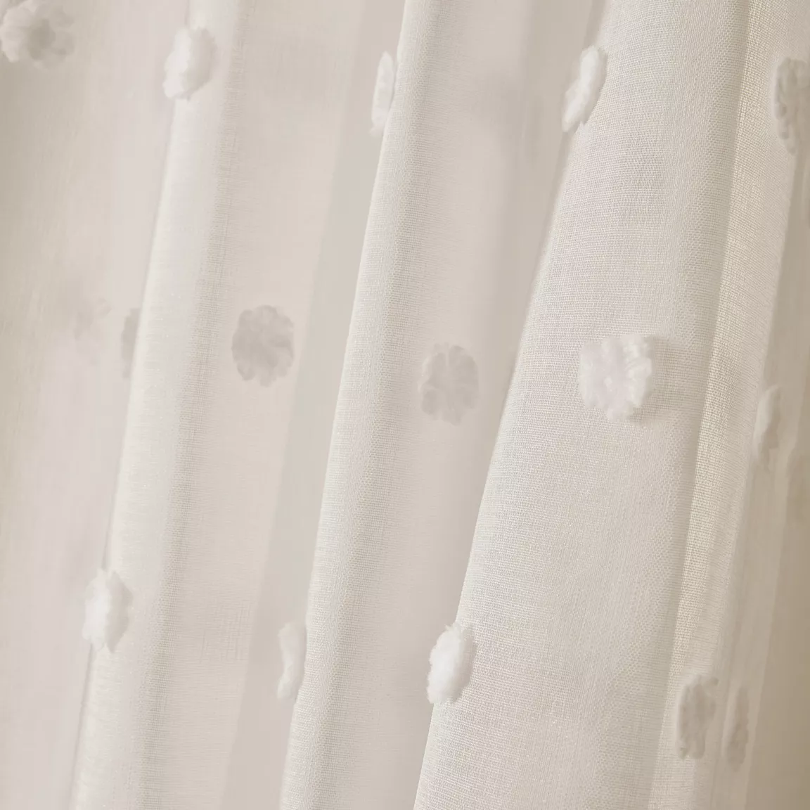 Voilage oeillets pompons (280 x 240 cm) Emie Beige