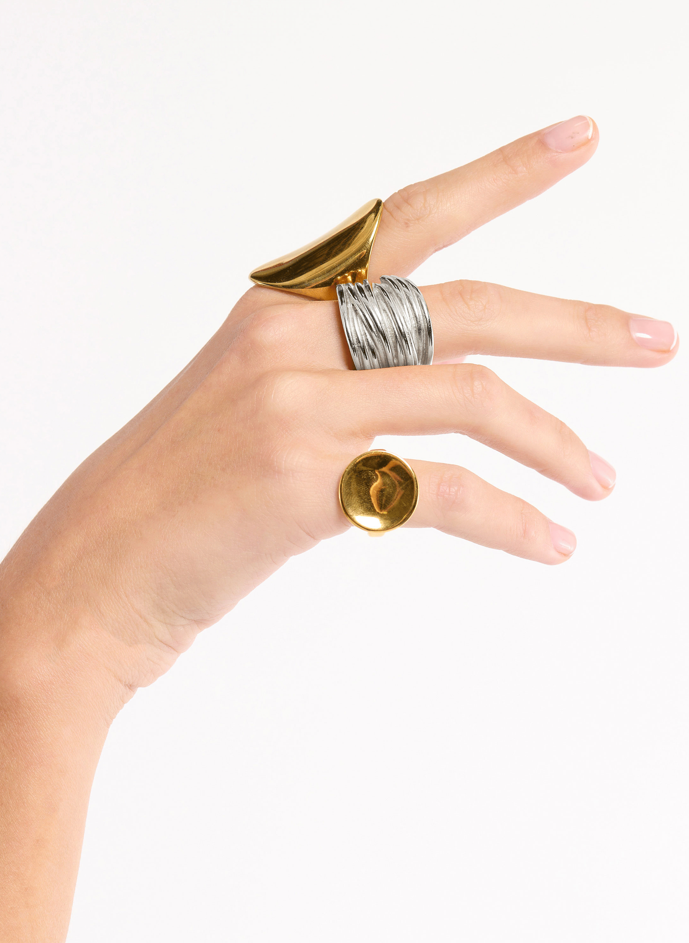 ALEXANDRIA - Bague martelé en acier inoxydable | Argent