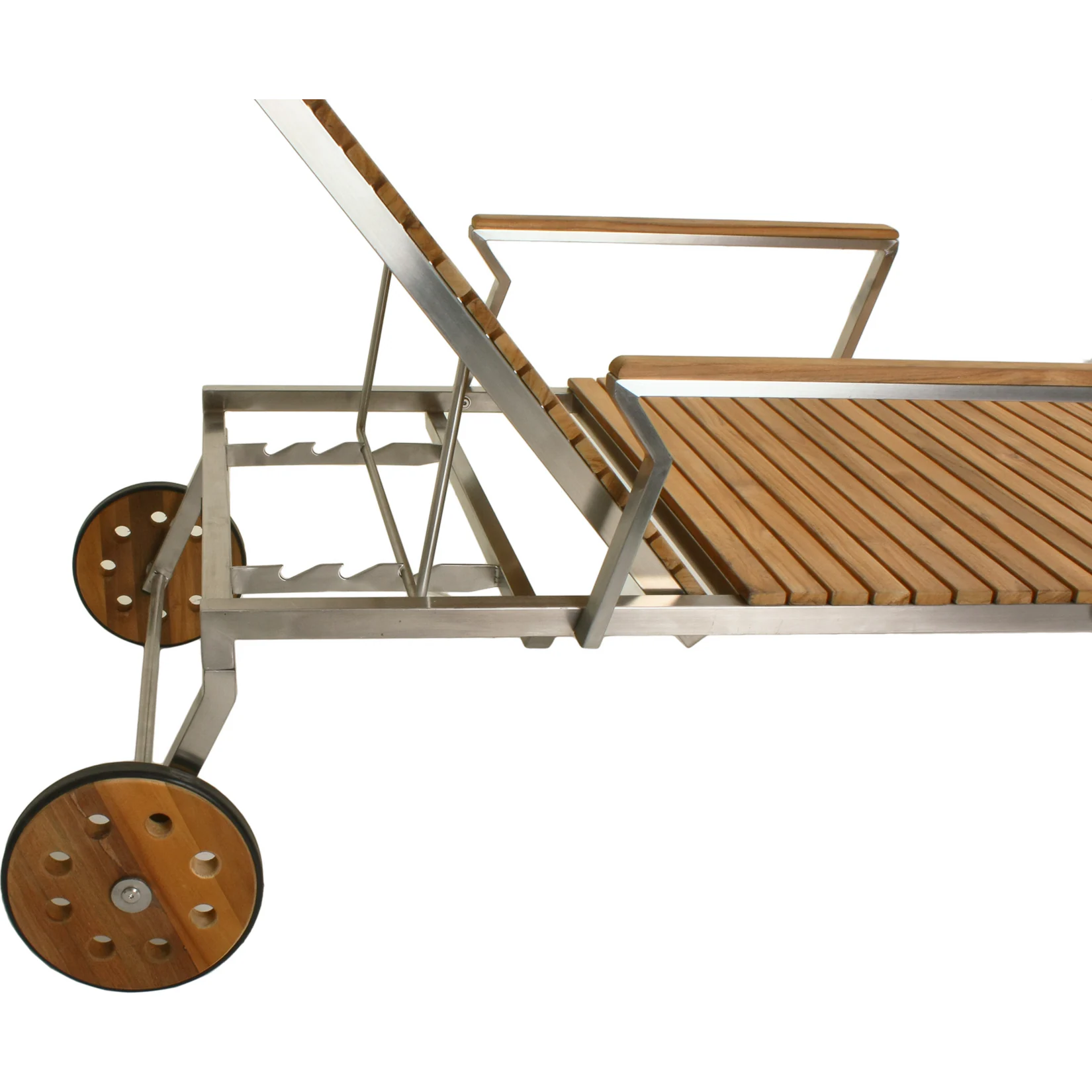 Sonnenliege Teak Teakholz Edelstahl 197cm Holz Gartenliege Liege Liegestuhl