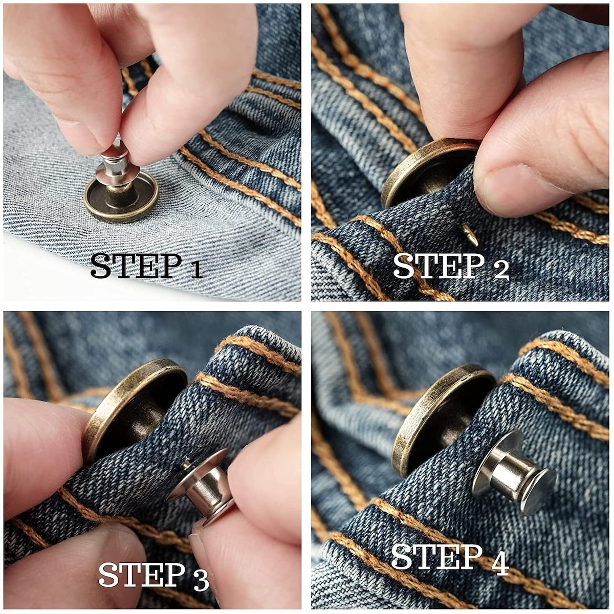 Jeansknapper / Syfrie bukseknapper Sølv 10-pak