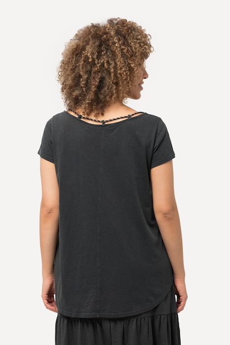 T-Shirt, Kordel, A-Linie, Rundhals, Halbarm