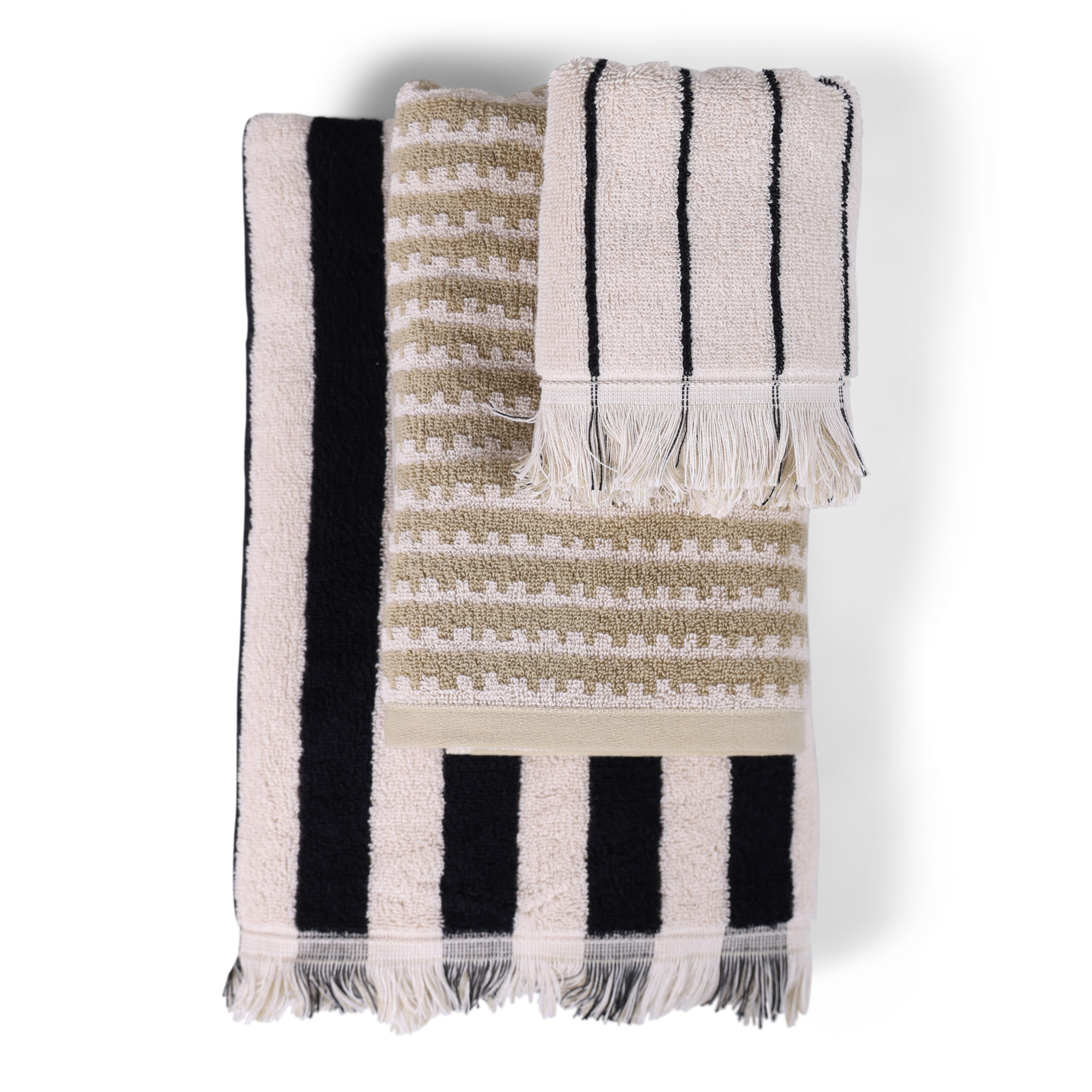 Gastendoek Ellis pistachio green/black/white 30x50 cm - set
