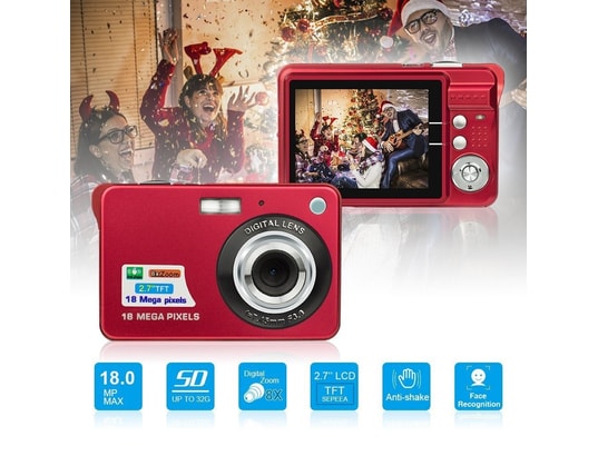 YONIS - Appareil photo numérique portable 18mp zoom 8x rouge