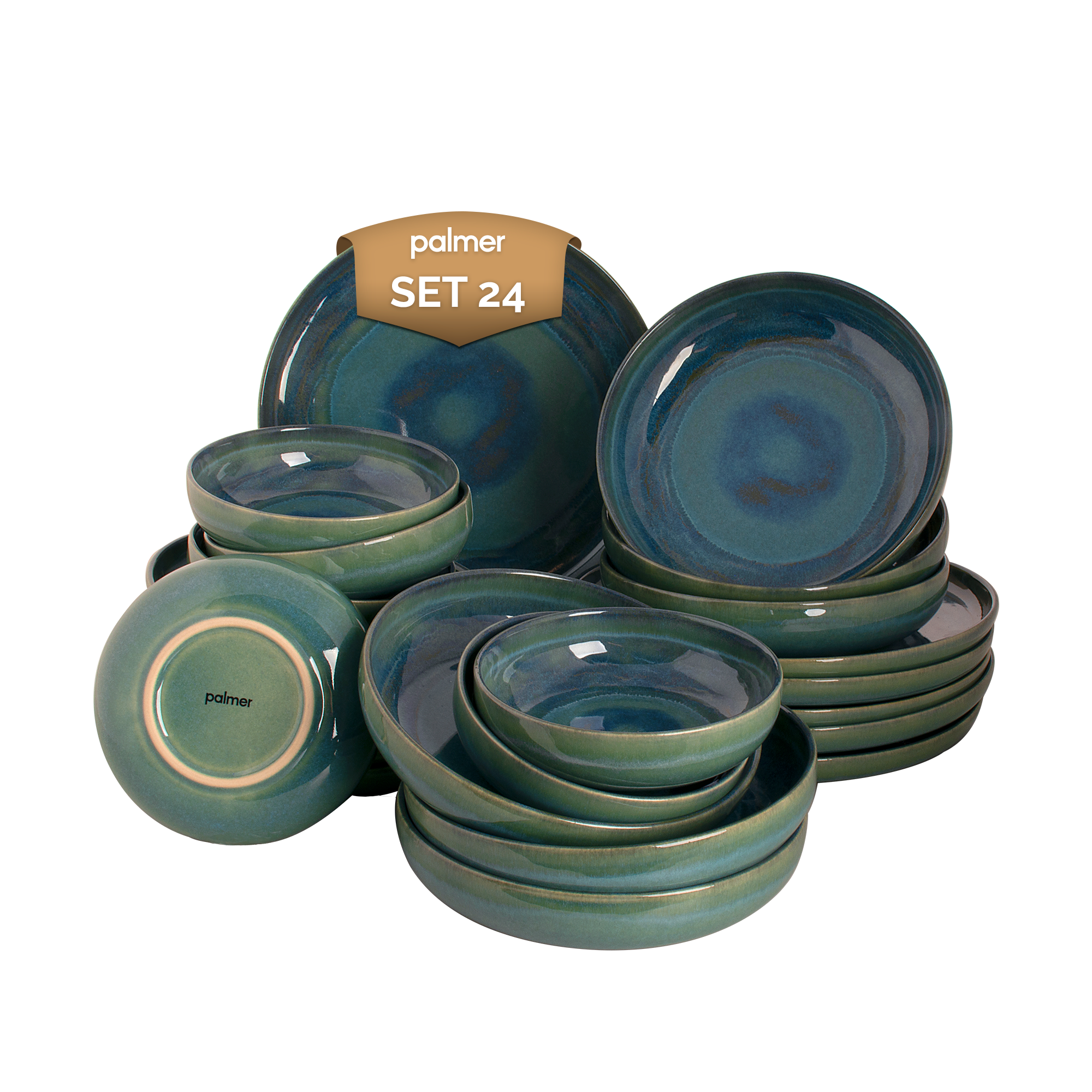 Palmer Serviesset Miami Stoneware 6-persoons 24-delig Groen