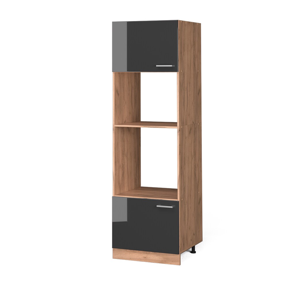 Vicco Mikrowellenumbauschrank Küchenschrank Küchenzeile R-Line 60 cm Goldkraft Anthrazit