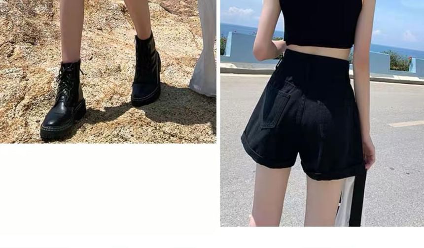 WIKPROM - Denim shorts met hoge taille