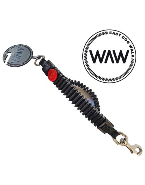 Waw Easy Dog Walk Zwart - Hondenriem-Schokdemper