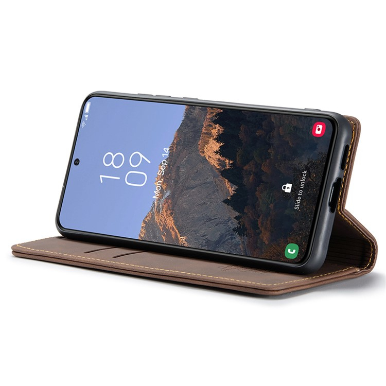 Samsung Galaxy S24  Plus Leder Tasche Flip Wallet Etui mit Kartenfächern - Dunkelbraun