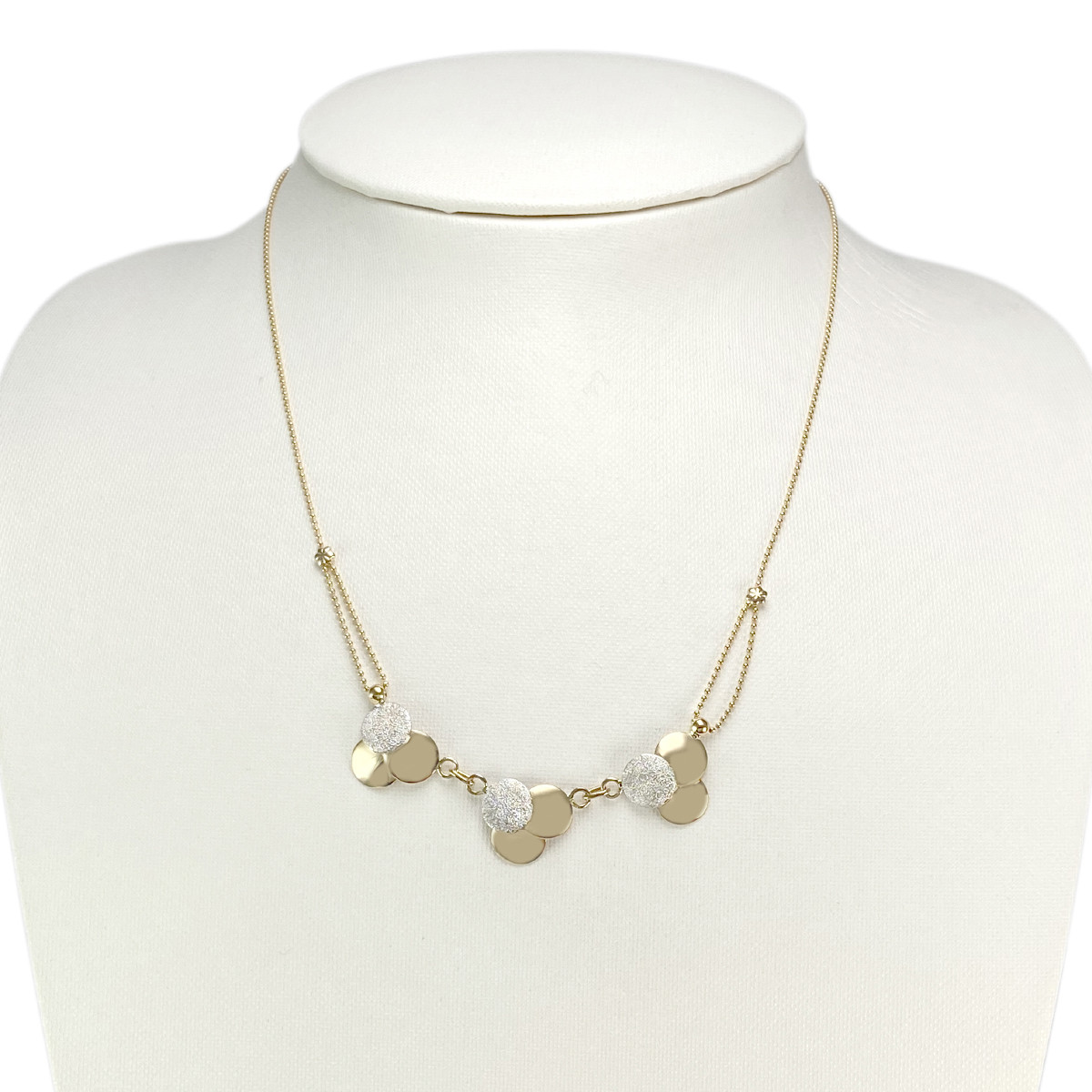 Collier d'occasion 2 ors 750 maille boule 42 cm