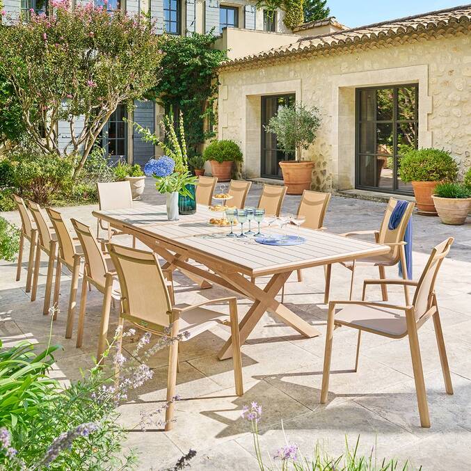 Table de jardin extensible rectangulaire AXIOME Argile / Honey