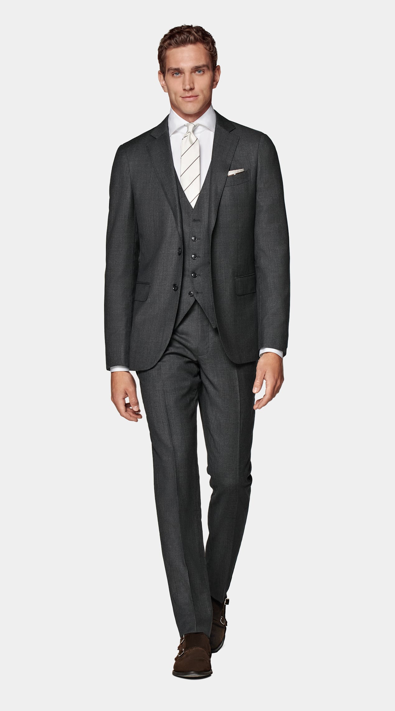 Gilet de costume gris foncé œil-de-perdrix