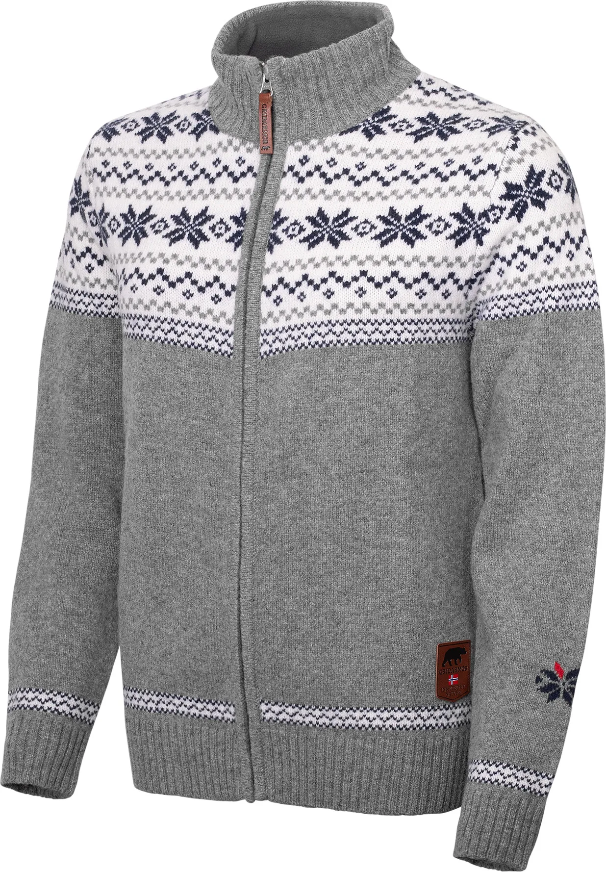 Gridarmor Women's Snøstjerne Full Zip Ullgenser Mid Grey Melange
