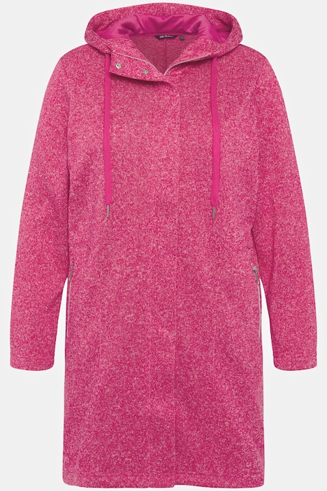 Strickfleece-Jacke, Stehkragen, Kapuze, Zipptaschen