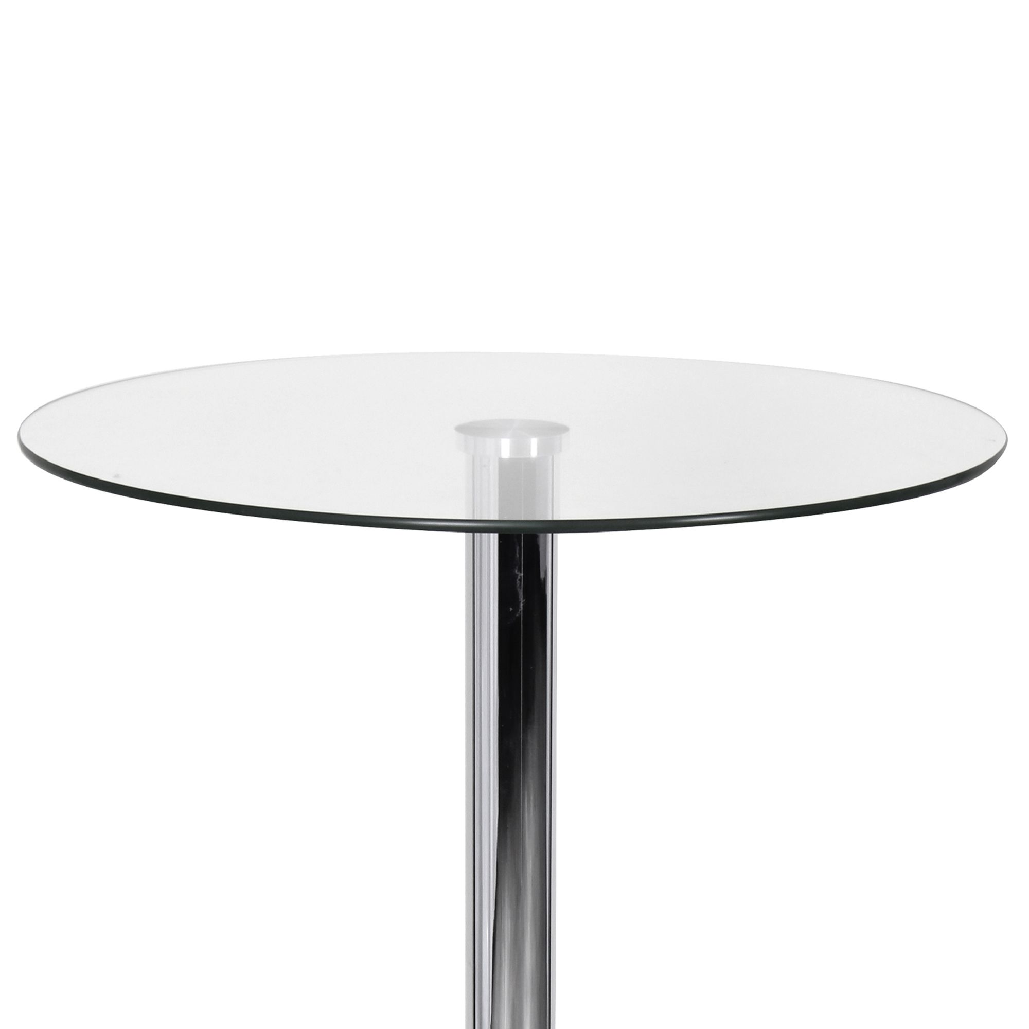 KADIMA DESIGN Glastisch mit 360° Drehfunktion: Sicherheitsglas, Trompetenfuß, Chrom, 60 cm Durchmesser.