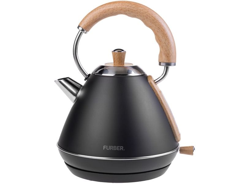 FURBER Wasserkocher Bowie 1 l, Schwarz matt Wasserkocher mit 360°-Sockel mit Kabelaufwicklung