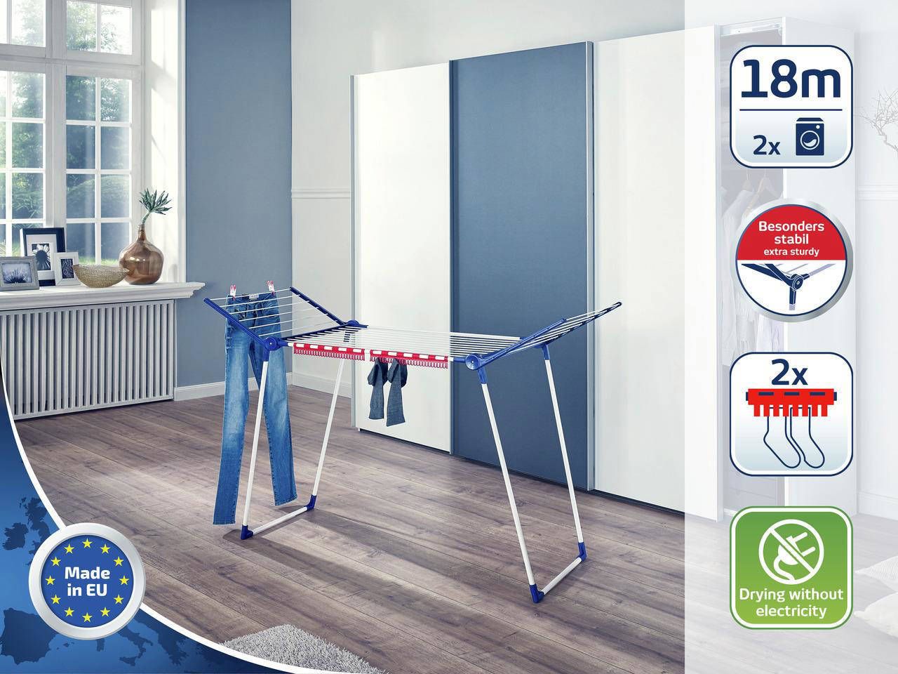Leifheit droogrek Pegasus 180 Solid - 18 m drooglengte