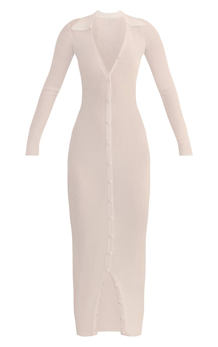 Blanc Robe Maxi En Maille Transparente Plt Label