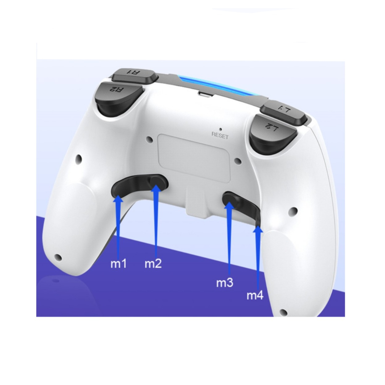 Sony PlayStation PS4 / Nintendo Switch / Switch 2 / PC / Smartphone Wireless BT Game Controller mit 3.5mm Klinke (iOS / Android) - Weiss / Blau