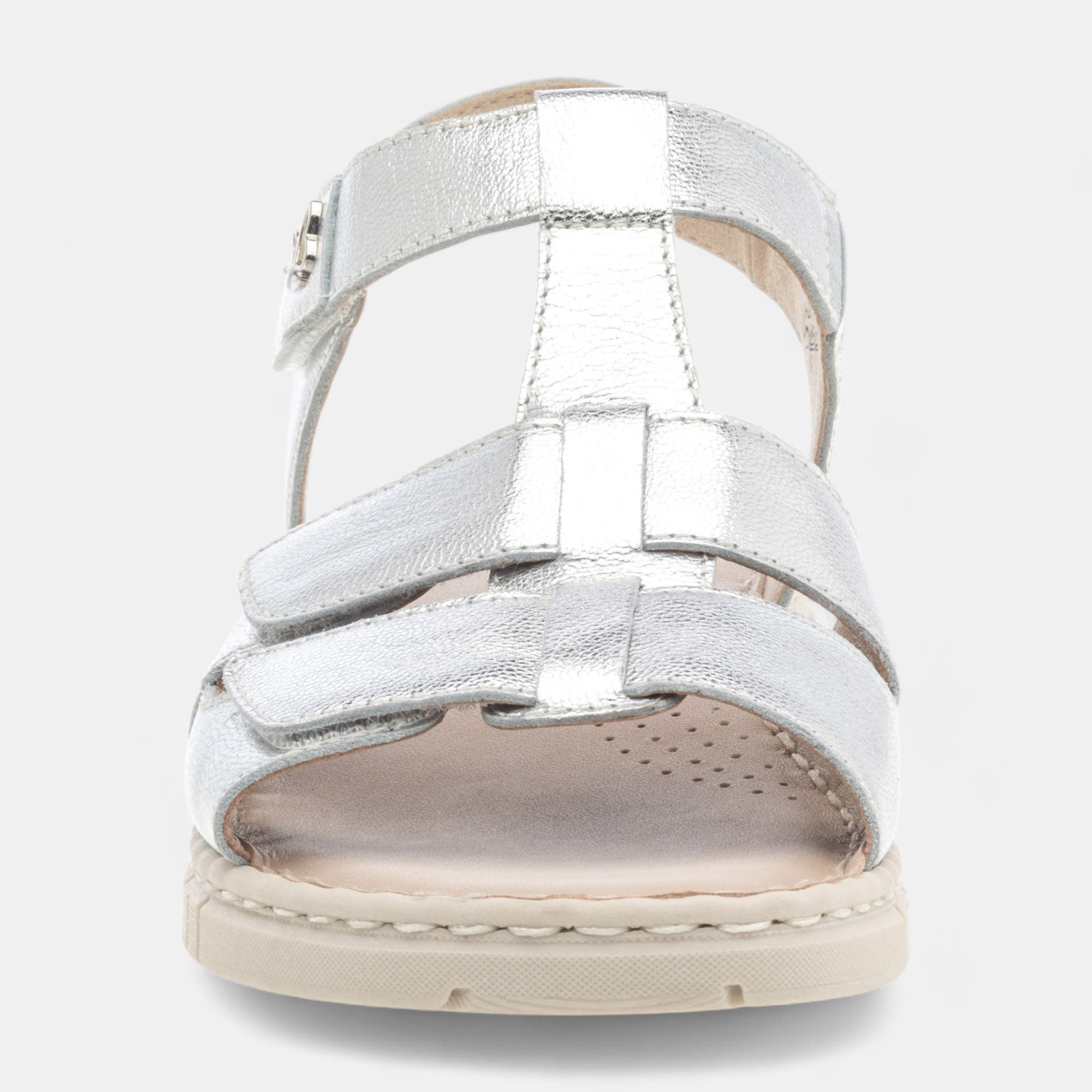 Sandales Femme en cuir argent