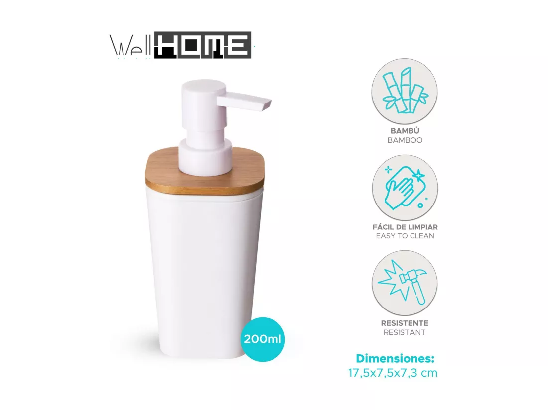 WELL HOME - Distributeur de savon blanc 'Natureo' 200ml Design moderne