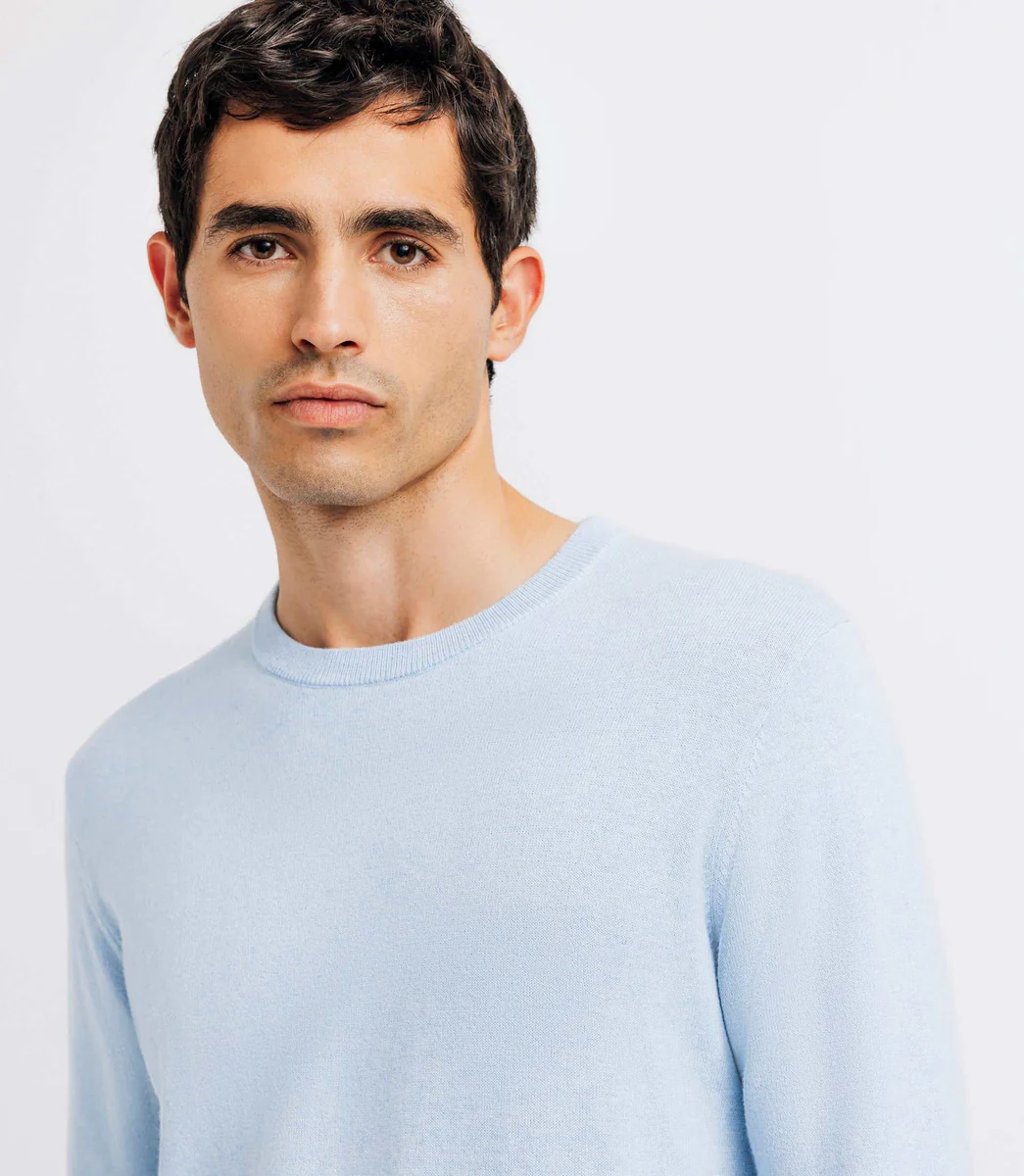 Pull col rond double fil ciel