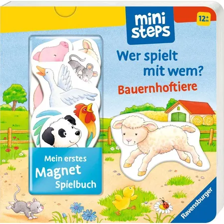 Ravensburger ministeps: Mein erstes Magnetbuch: Wer spielt mit wem? Bauernhoftiere