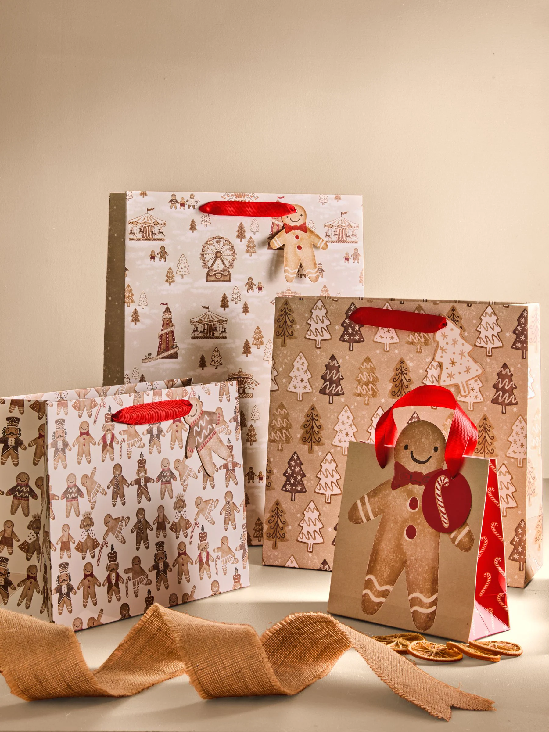 Cadeautassen met kerstmis-print