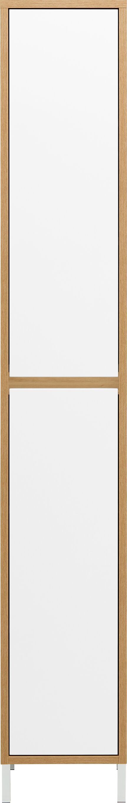 SIERRA Hochschrank - Eiche / Weiss / B: 30.0 cm x T: 35.0 cm x H: 190.0 cm