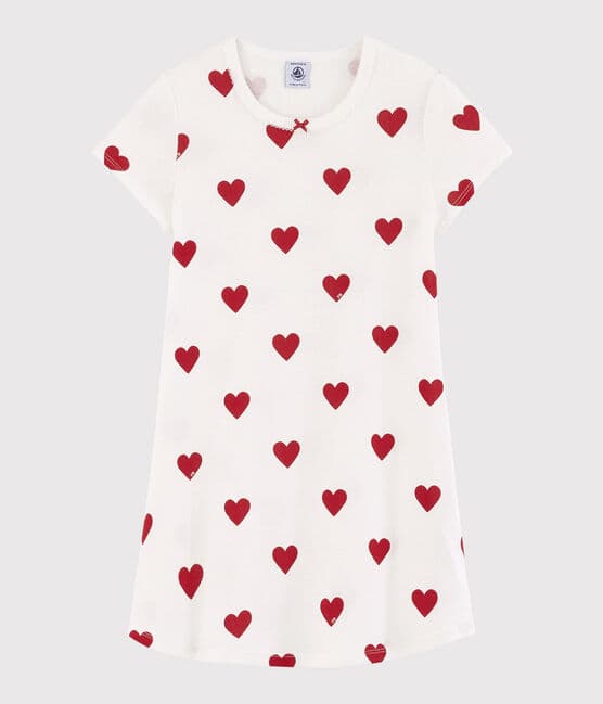 Chemise de nuit coeur petite fille en coton