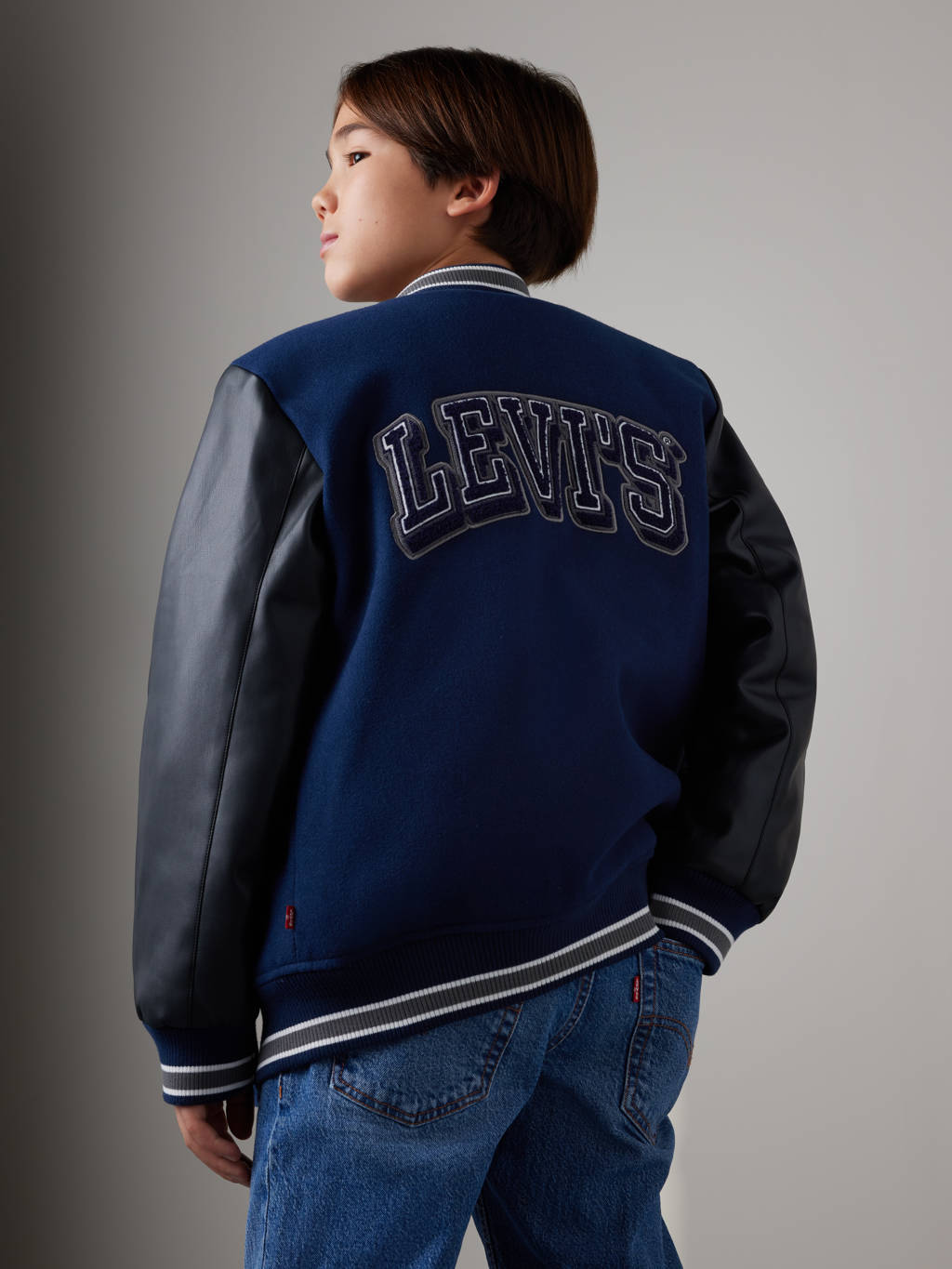 Levi's imitatieleren bomberjack winter donkerblauw/antraciet