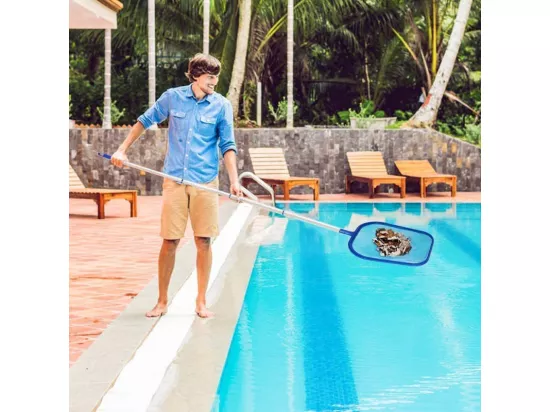 Epuisette de surface avec manche téléscopique piscine ou spa - Extensible jusqu'à 150 cm