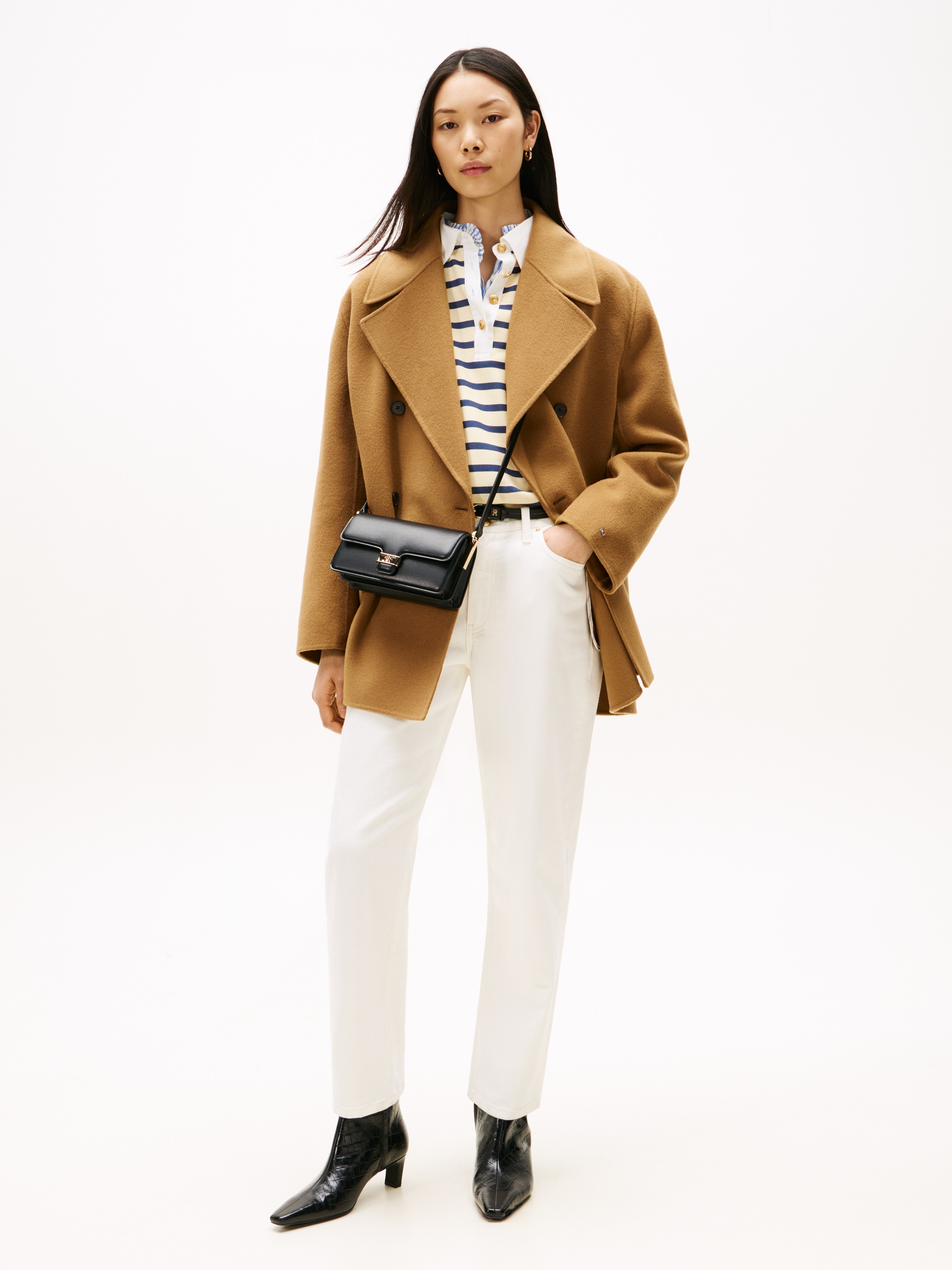 Tommy Hilfiger Kurzmantel »DF WOOL BLEND REG PEACOAT«, mit Wolle