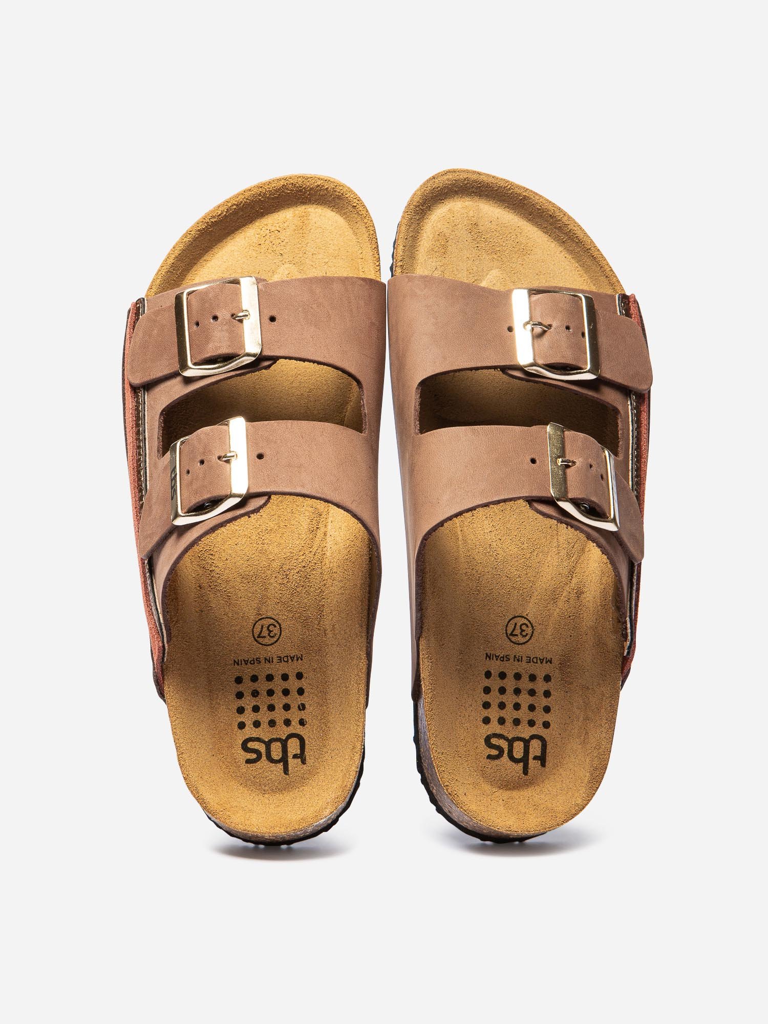 Mules Femme Cuir Fantaisie et Boucles Marron